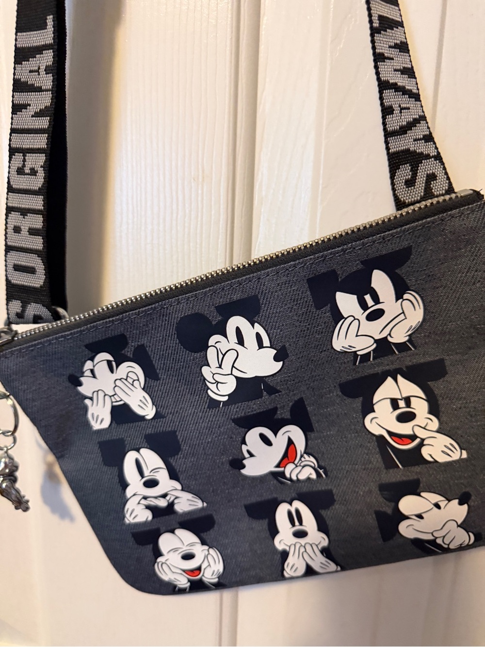 Kipling Disney Mickey Mouse Gray Crossbody Bag with Character Print